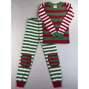 Hanna Anderson Christmas Pajamas Size 6-7 Stripes Red Green Youth Kids Children